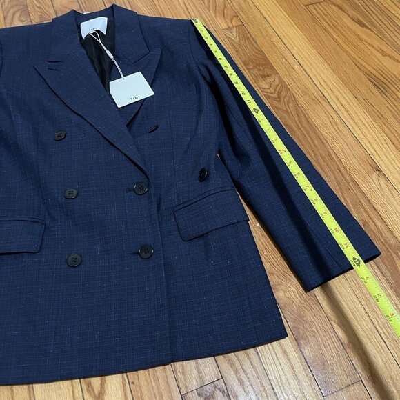 Tibi NWT Double Breasted Blue Flecked Wool Blazer Size 2 - Picture 9 of 10